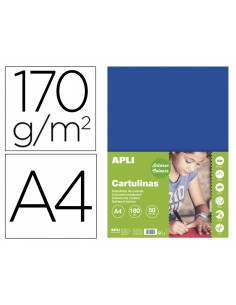 Cartulina apli din a4 170g/m2 azul oscuro paquete de 50 hojas