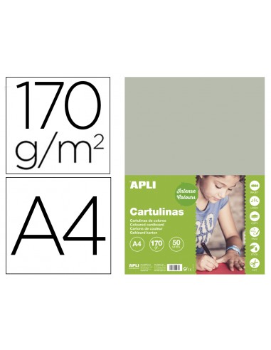 Cartulina apli din a4 170g/m2 gris paquete de 50 hojas