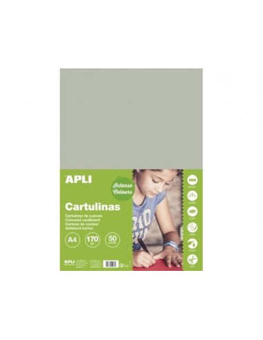 Cartulina apli din a4 170g/m2 gris paquete de 50 hojas