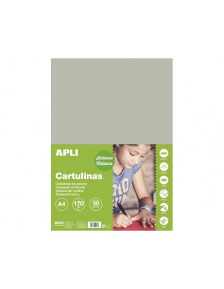 Cartulina apli din a4 170g/m2 gris paquete de 50 hojas