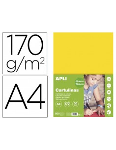 Cartulina apli din a4 170g/m2 amarillo paquete de 50 hojas