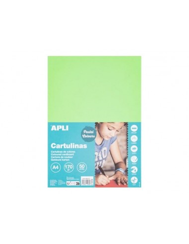 Cartulina apli din a4 170g/m2 verde esmeralda paquete de 50 hojas
