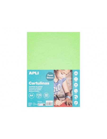Cartulina apli din a4 170g/m2 verde esmeralda paquete de 50 hojas Cartulina apli din a4 170g/m2 verde esmeralda paquete de 50 hojas