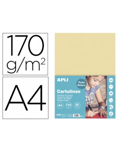 Cartulina apli din a4 170g/m2 crema paquete de 50 hojas