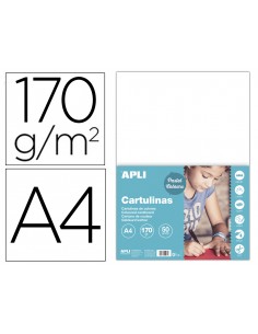 Cartulina apli din a4 170g/m2 blanco paquete de 50 hojas