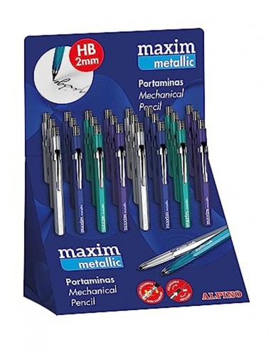 Portaminas maxim metalix 2 mm expositor de 24 unidades