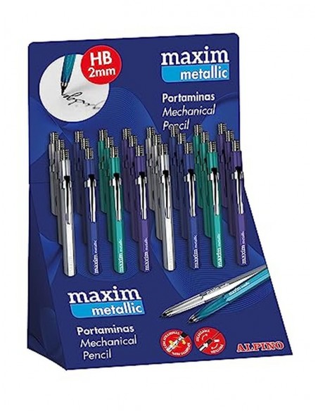 Portaminas maxim metalix 2 mm expositor de 24 unidades