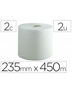 Papel secamanos bunzl greensource air laid 2 capas celulosa blanca 235 mm x 450 m paquete de 2 rollos