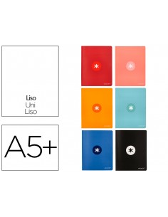 Libreta antartik a5+ plus cosida 48 hojas 90gr liso sin margen 6 colores surtidos