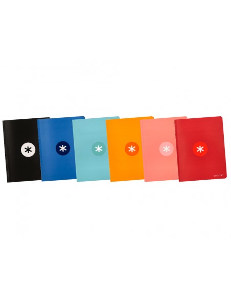 Libreta antartik a5+ plus cosida 48 hojas 90gr rayado horizontal con margen 6 colores surtidos