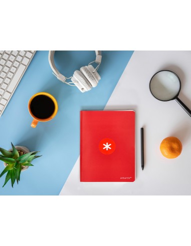 Libreta antartik a5+ plus cosida 48 hojas 90gr rayado horizontal con margen 6 colores surtidos