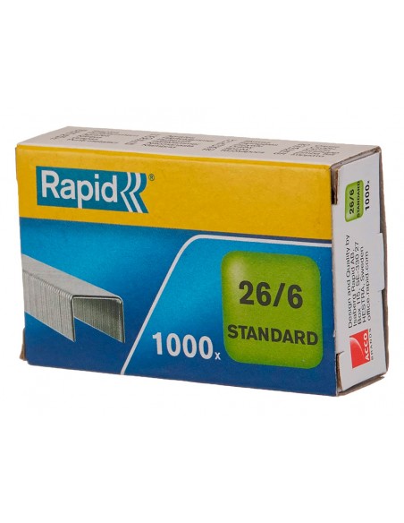 Grapas rapid 26/6 mm galvanizada caja de 1000 unidades Grapas rapid 26/6 mm galvanizada caja de 1000 unidades