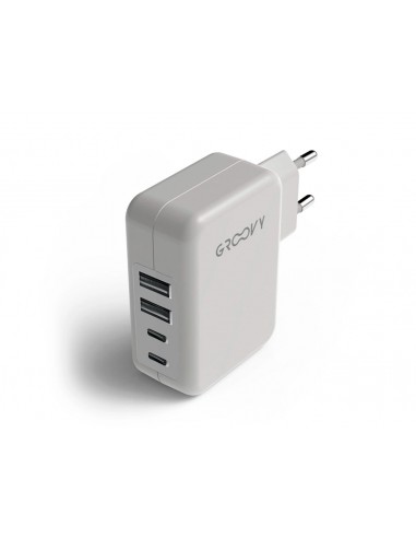Cargador de pared groovy 2 usb + 2 usb-c 4.8a color blanco
