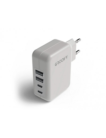 Cargador de pared groovy 2 usb + 2 usb-c 4.8a color blanco
