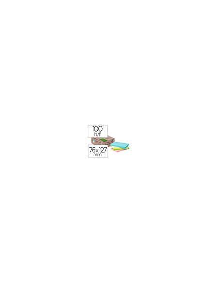 Bloc de notas adhesivas quita y pon q-connect 76x127 mm 100% papel reciclado colores pasteles en caja de carton Bloc de notas adhesivas quita y pon q-connect 76x127 mm 100% papel reciclado colores pasteles en caja de carton