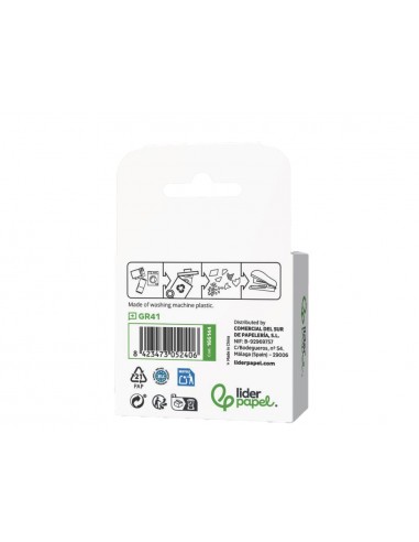 Grapadora liderpapel ecouse mini capacidad 12 hojas 100% plastico reciclado con caja de 1000 grapas 26/6