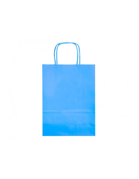 Bolsa papel q-connect celulosa celeste l con asa retorcida 320x400x140 mm
