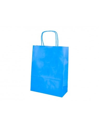 Bolsa papel q-connect celulosa celeste l con asa retorcida 320x400x140 mm