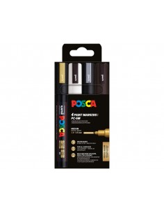 Rotulador uni posca pc-5m/4c marcador de pintura punta conica 1,8-2,5 mm gswb estuche de 4 unidades