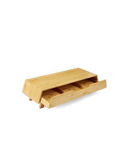 Soporte para pantalla cep bambu con cajon tres departamentos 520x200x120 mm