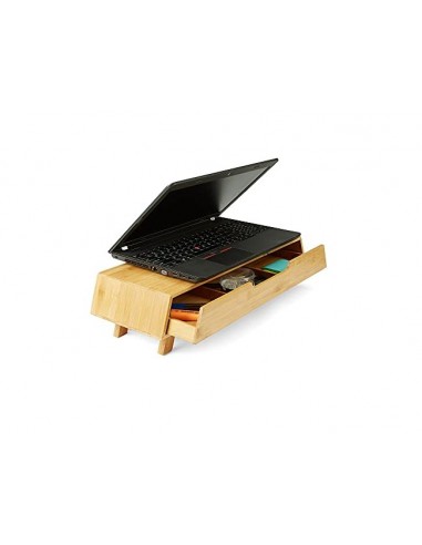 Soporte para pantalla cep bambu con cajon tres departamentos 520x200x120 mm
