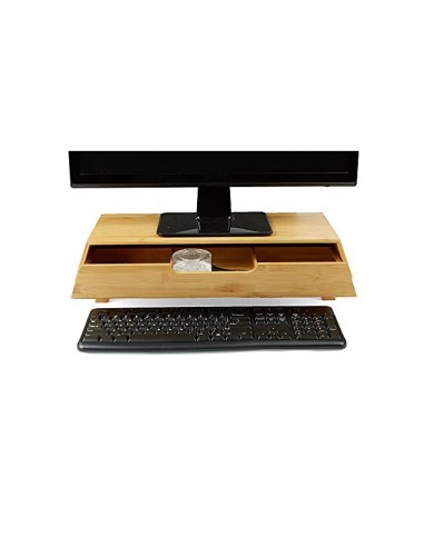 Soporte para pantalla cep bambu con cajon tres departamentos 520x200x120 mm