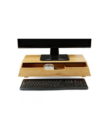 Soporte para pantalla cep bambu con cajon tres departamentos 520x200x120 mm