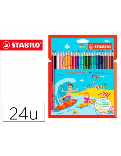 Lapices de colores stabilo aquacolor acuarelables estuche carton de 24 colores surtidos