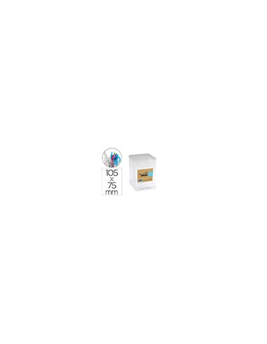 Cubilete portalapices plastiforte transparente plastico organizer cuadrado nº5 75x75x105 mm