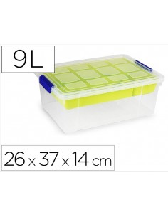Contenedor plastico plasticforte 9 litros n 31 transparente con tapa y bandeja 260x370x140 mm