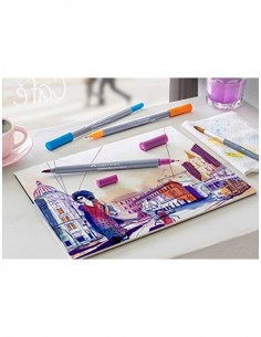Rotulador faber castell goldfaber aqua dual doble punta fina/pincel candy of grey caja de 6 unidades