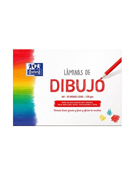Papel de dibujo oxford din a4 liso 130 gr sobre de 10 hojas