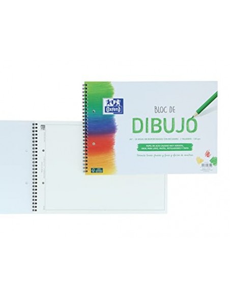 Bloc de dibujo oxford espiral din a4+ 20 hojas con recuadro 2 taladros 130 gr Bloc de dibujo oxford espiral din a4+ 20 hojas con recuadro 2 taladros 130 gr