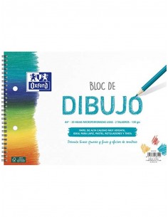 Bloc de dibujo oxford espiral din a4+ 20 hojas liso 2 taladros 130 gr