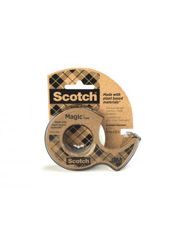 Cinta adhesiva scotch magic invisible 20 m x 19 mm ecologica en miniportarrollo