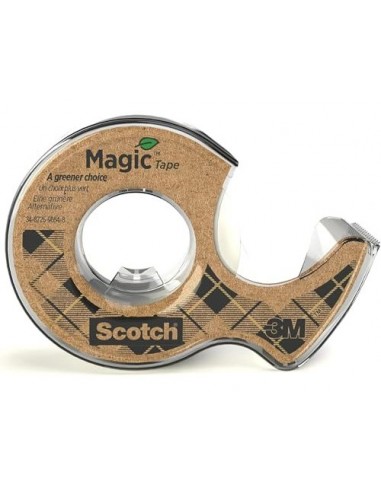 Cinta adhesiva scotch magic invisible 20 m x 19 mm ecologica en miniportarrollo