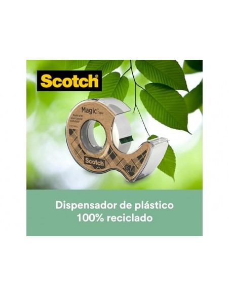Cinta adhesiva scotch magic invisible 20 m x 19 mm ecologica en miniportarrollo Cinta adhesiva scotch magic invisible 20 m x 19 mm ecologica en miniportarrollo