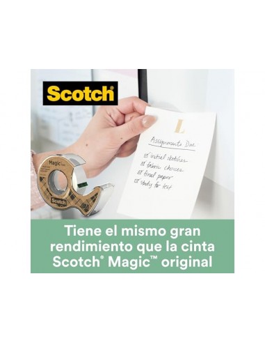 Cinta adhesiva scotch magic invisible 20 m x 19 mm ecologica en miniportarrollo