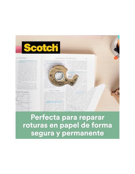 Cinta adhesiva scotch magic invisible 20 m x 19 mm ecologica en miniportarrollo Cinta adhesiva scotch magic invisible 20 m x 19 mm ecologica en miniportarrollo