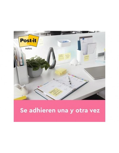 Bloc de notas adhesivas quita y pon post-it poptimistic 38x51 mm con 100 hojas pack de 12 unidades