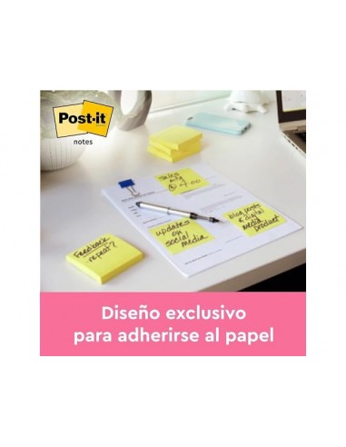 Bloc de notas adhesivas quita y pon post-it poptimistic 38x51 mm con 100 hojas pack de 12 unidades