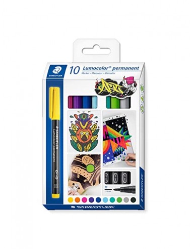 Rotulador staedtler lumocolor retroproyeccion punta de fibra permanente 317 caja de 10 unidades colores surtidos