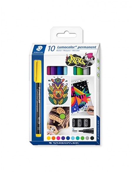 Rotulador staedtler lumocolor retroproyeccion punta de fibra permanente 317 caja de 10 unidades colores surtidos
