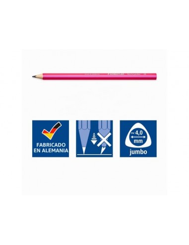 Lapices de grafito staedtler 119 triangular jumbo mina 4 mm 2b color happy bote de 48 unidades colores surtidos