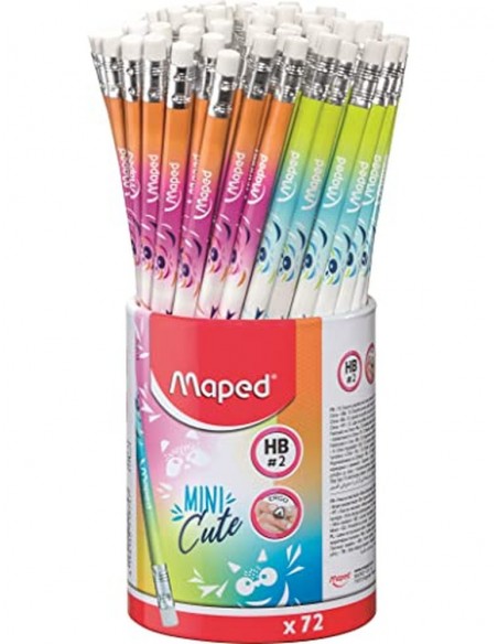 Lapices de grafito maped hb triangular con goma mini cute surtido 72 unidades