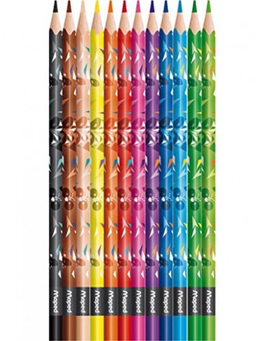 Lapices de colores maped mini cute triangular mina 2,9 mm caja de 12 unidades colores surtidos