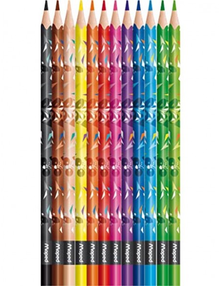 Lapices de colores maped mini cute triangular mina 2,9 mm caja de 12 unidades colores surtidos