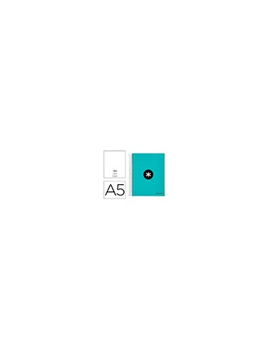 Cuaderno espiral a5 micro antartik tapa forrada120h 90 gr liso 5 bandas 6 taladros color menta
