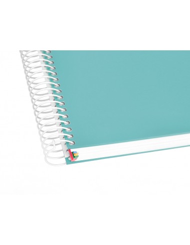 Cuaderno espiral a5 micro antartik tapa forrada120h 90 gr liso 5 bandas 6 taladros color menta