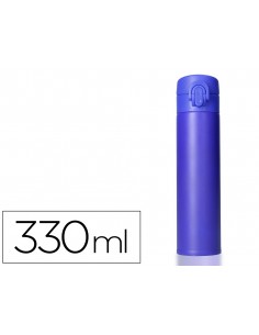 Termo liderpapel acero inoxidable con doble cobertura y sistema de apertura facil con boton 330 ml